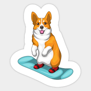 Corgi Snowboard Winter sports Sticker